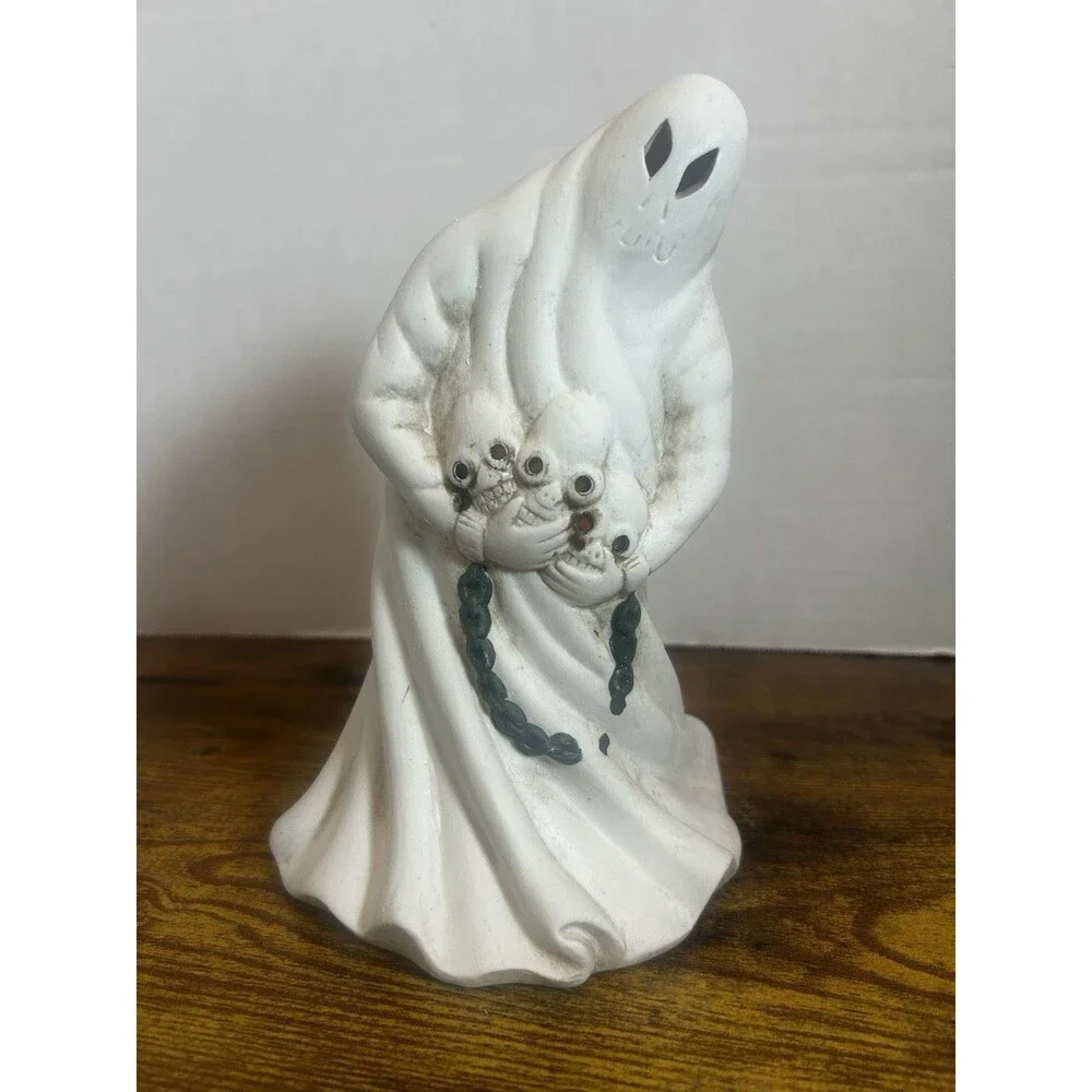 Dalton Halloween Ghost Skeleton Candle Holder Vintage Spooky Ceramic Decor